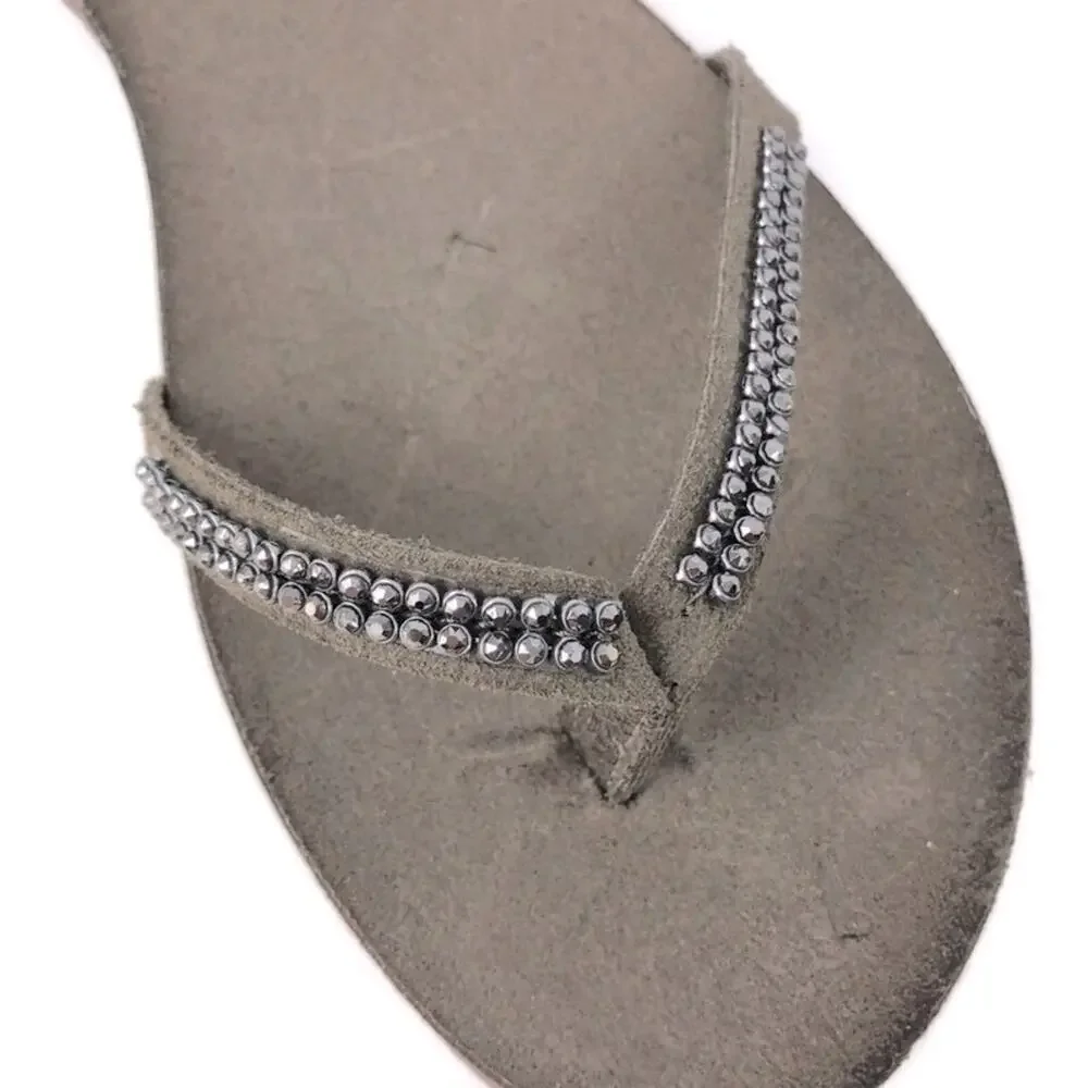 NIB Italian Leather Embellished Sandals Ankle Strap - Size 40